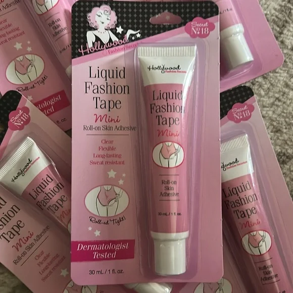 5 HOLLYWOOD FASHION ACCENTS Liquid Fashion Tape Mini Roll-On Skin Adhesive
